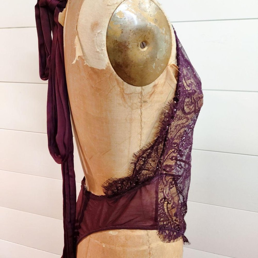 Free People Show Off Bodysuit in Fig Combo NEW - Picture 4 of 8